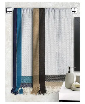 Athom Living 100% Cotton Bath Towel Waffle Border Pack Of 2 - White 