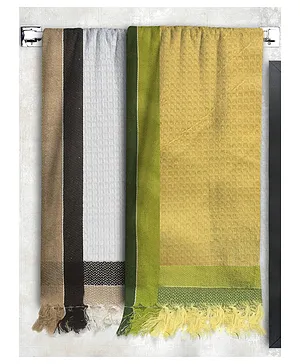 Athom Living 100% Premium Cotton Bath Towel Waffle Border Pack Of 2 - Multicolor