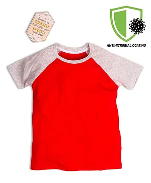 COCOON ORGANICS Half Sleeves Anti-Microbial Color-Block Tee - Red