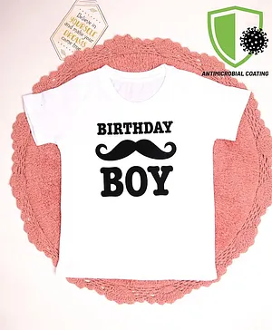 COCOON ORGANICS Half Sleeves Birthday Boy Print Anti-Microbial Tee - White