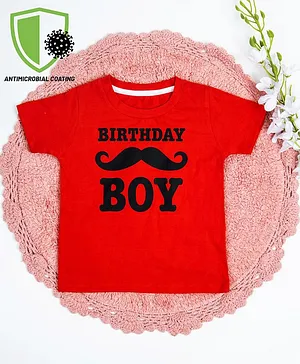 COCOON ORGANICS Half Sleeves Birthday Boy Print Anti-Microbial Tee - Red