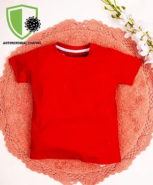 COCOON ORGANICS Half Sleeves Solid Print Anti-Microbial Tee - Red