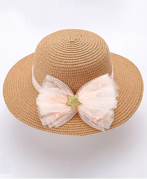 Pine Kids Straw Hat With Bow - Brown