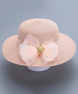 Pine Kids Straw Hat With Bow - Pink