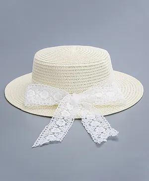 Babyhug Straw Hat With Bow - White