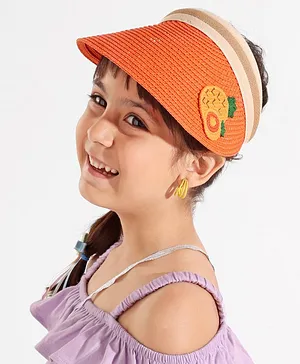 Babyhug Mango Embroidered Straw Hat - Orange