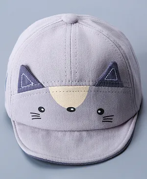 Babyhug Cat Face Design Baseball Cap - Grey