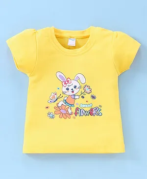 Tango Half Sleeves Cotton T-shirt Bunny Graphic - Gold