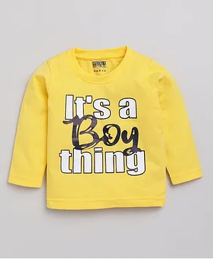 Orange Republic Full Sleeves Its A Boy Thing Printed Tee - Yellow