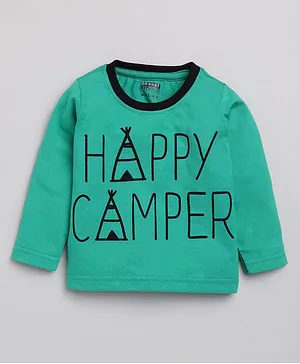 Orange Republic Full Sleeves Happy Camper Printed Tee - Sea Green