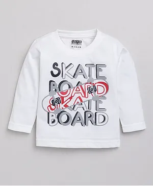 Orange Republic Full Sleeves Skate Board Printed Tee - White