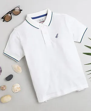 DALSI Short Sleeves Solid Polo Tee - White