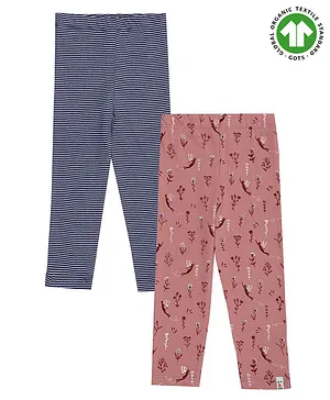 Lilly + Sid 100% Organic Cotton Full Length Leggings Pack of 2 - Pink Navy Blue