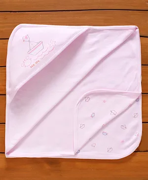 Zero All Over Printed Wrapper With Hood - Light Pink