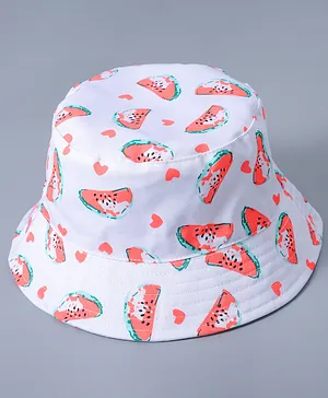 Babyhug Watermelon Printed Bucket Hat - White
