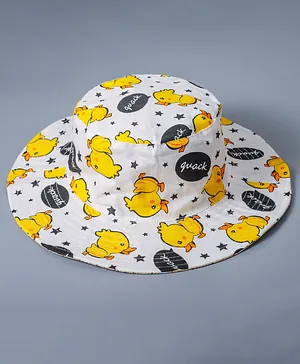 Babyhug LIttle Chick Printed Bucket Hat - White