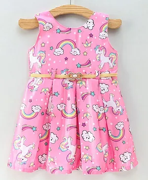 Enfance Core Sleeveless Unicorn Printed Dress - Light Pink