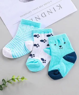 Cutewalk by Babyhug Anti-Bacterial Ankle Length Socks Stripes Print Pack of 3 - Blue White