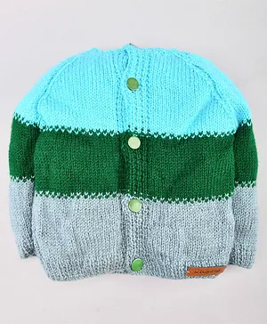 The Original Knit Handmade, Three Shaded Sweater - Grey & Green