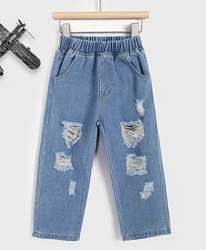Kookie Kids Capri Length Distressed Jeans - Blue