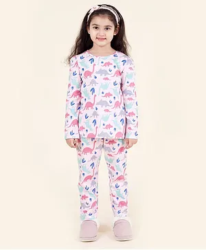 Pspeaches Pack Of 2 Full Sleeves Tee And Pajama Night Suit - Pink