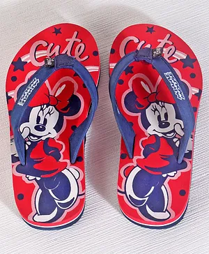 Disney Flip Flops Minnie Mouse Print - Red Blue
