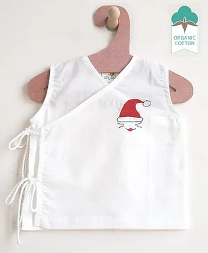 Keebee Organics Sleeveless Christmas Cat Organic Cotton Vest - White