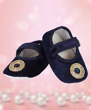 Coco Candy Stone Embellished Ethnic Booties - Navy Blue