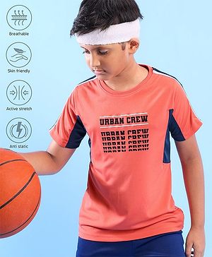 Pine Active Skin Friendly & Breathable Half Sleeves T-shirt with Text Print - Red