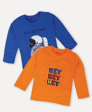 The Boo Boo Club Pack Of 2 Full Sleeves Astronaut Print Tees - Blue & Orange