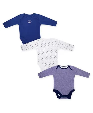 The Boo Boo Club Pack Of 3 Full Sleeves Dots Print Onesies - Blue