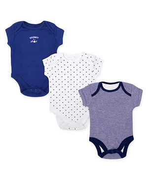The Boo Boo Club Pack Of 3 Short Sleeves Dots Print Onesies - Blue