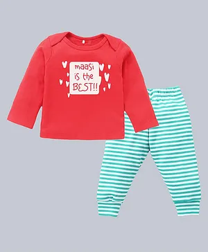 Kadam Baby Full Sleeves Massi Is The Best Printed Tee With Joggers - Red