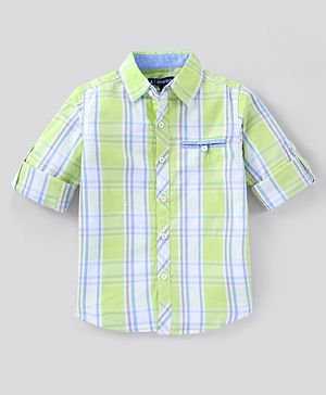 Pine Kids Full Sleeves Biowashed & Checked Shirt - Light Yellow