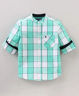 Pine Kids Full Sleeves Checks Shirts - Green