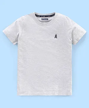 Pine Kids Half Sleeves Biowash T-Shirt Solid - Melange Grey