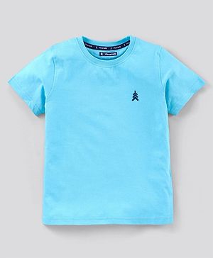 Pine Kids Half Sleeves Biowash Solid T-Shirt - Scuba Blue