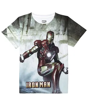 Marvel by Wear Your Mind Half Sleeves Iron Man Printed Tee - Grey