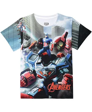 Marvel by Wear Your Mind Half Sleeves Avengers Printed Tee - Blue