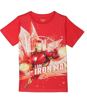 Marvel by Wear Your Mind  Half Sleeves Iron Man Print Tee - Red