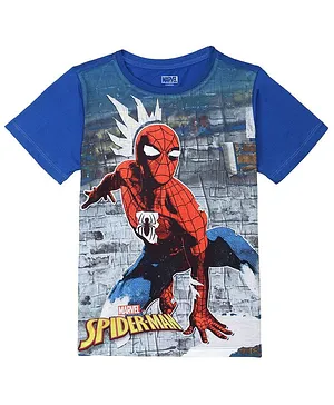 Marvel By Wear Your Mind Half Sleeves Spider-Man Print Tee - Royal Blue