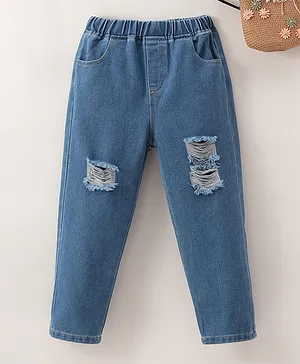 Kookie Kids Full Length Distressed Denim Jeans - Blue