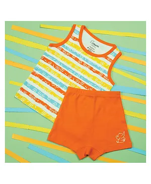Snugkins 100% Organic Cotton Sleevless T Shirts And Shorts Set Fun Stripes Print - Multicolor