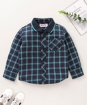 Babyhug Full Sleeves Checked Shirt - Navy Blue