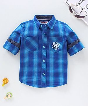 Babyhug Full Sleeves Check Shirt - Blue