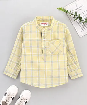 Babyhug Full Sleeves Checks Shirt with Pocket - Yellow