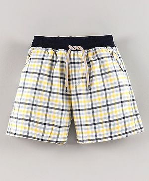 Simply Premium Knee length Shorts Checks - Yellow