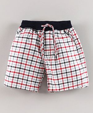 Simply Premium Knee length Shorts Checks - Red