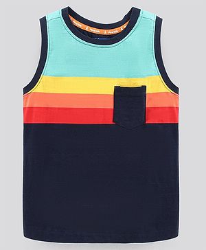 Pine Kids Sleeveless Biowashed Striped T-Shirt - Multicolour