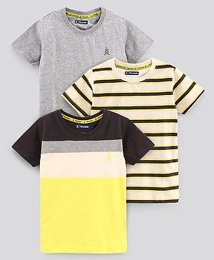 Pine Kids Half Sleeves Biowashed T-Shirts Multi Print Pack Of 3 - Multicolor